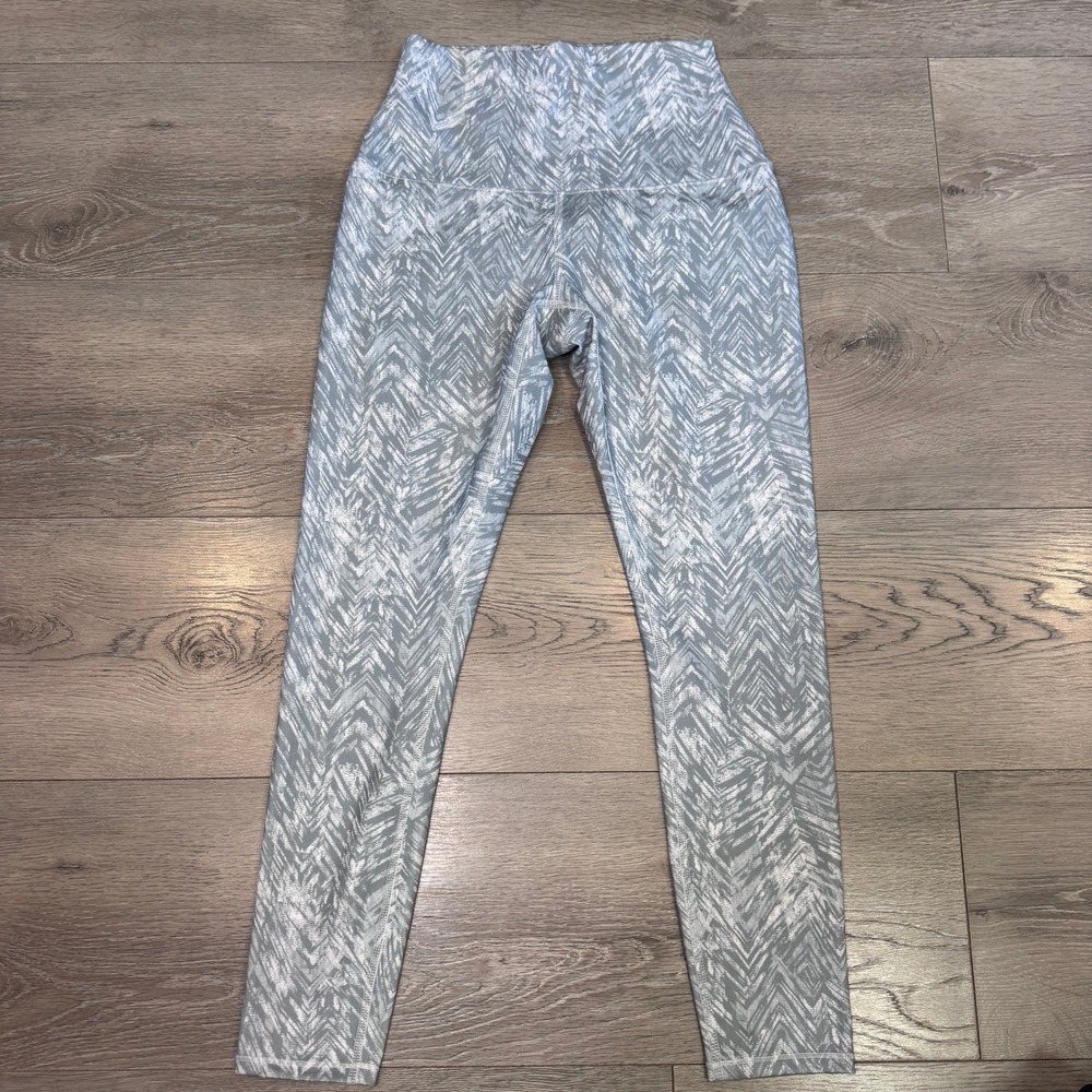 RBX Womens High Waisted Chevron Print Active Leggings Mint Green White S Small